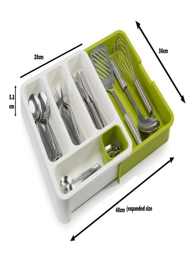 SYGNIUS Expandable Multipurpose Cutlery Organizer Tray Store Plate for Modular Kitchen Drawer Plastic Cutlery Set Storage Box - Image 2